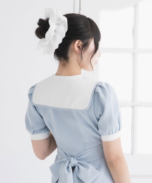 DearMyLoveRose（ディアマイラブローズ）の「コットンレースビッグシュシュ（その他ヘアアクセサリー・レディース・チェック/ホワイト/レッド/ブラック・FREE）」の5枚目の写真