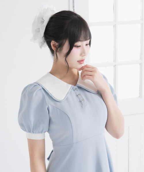 DearMyLoveRose（ディアマイラブローズ）の「コットンレースビッグシュシュ（その他ヘアアクセサリー・レディース・チェック/ホワイト/レッド/ブラック・FREE）」の6枚目の写真