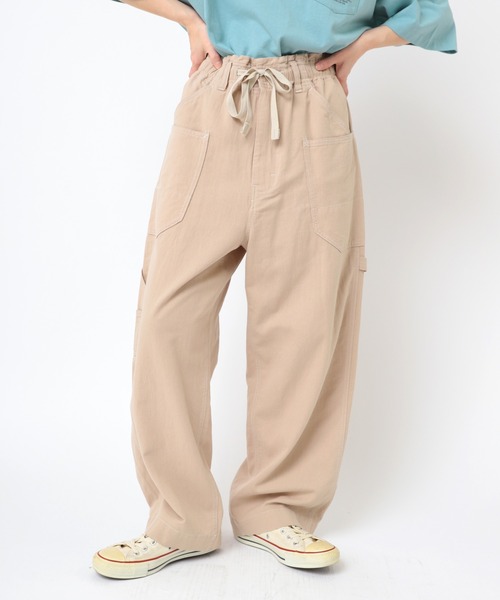 URCH RNA（アーチ アールエヌエー）の「R4324 綿麻サージのカーペンターパンツ（その他パンツ・レディース・ブルー/ベージュ/グレー・FREE）」の4枚目の写真