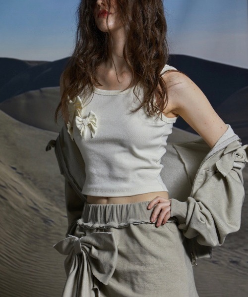 タンクトップ ノースリーブ 「GATELESS」RIBBON POP TANK TOP レディース セール】【GATELESS】RIBBON POP TANK TOP（タンクトップ