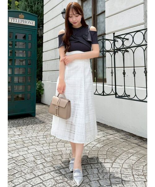 dazzlin ツイストシアーチェックコルセットワンピース　オフホワイト ツイストシアーチェックコルセットワンピース（ワンピース