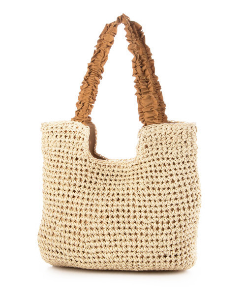 cache cache（カシュ カシュ）の「カシュカシュ cachecache / フリルハンドルクロッシェトート（かごバッグ・レディース・グレー/ブルー/ライトグレー/ブラック/ベージュ・FREE）」の4枚目の写真