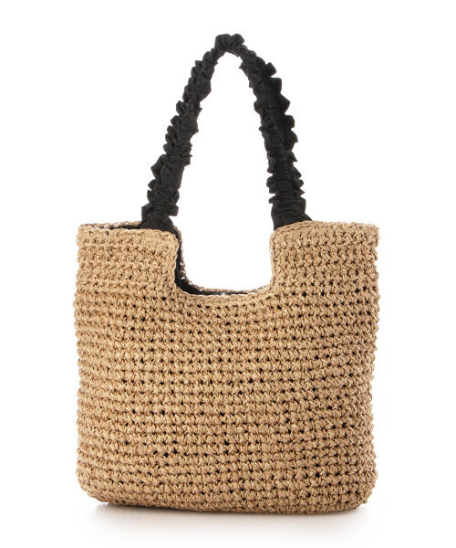 cache cache（カシュ カシュ）の「カシュカシュ cachecache / フリルハンドルクロッシェトート（かごバッグ・レディース・グレー/ブルー/ライトグレー/ブラック/ベージュ・FREE）」の2枚目の写真