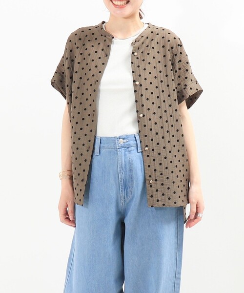 アトリエエマウ　ドットギャザーブラウス 16a0f0a4c1c4d0ab8bbb9fc930bbb8