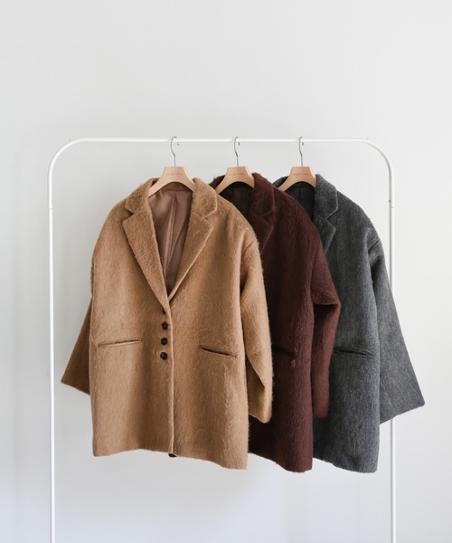 select MOCA by son（セレクトモカバイソン）の「シャギールーズジャケットコート（テーラードジャケット・レディース・ブラウン/ライトブラウン/グレー・FREE）」の13枚目の写真