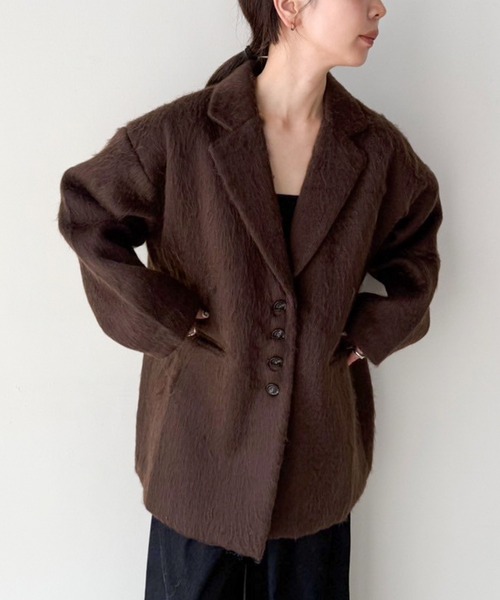 セール】シャギールーズジャケットコート（テーラードジャケット