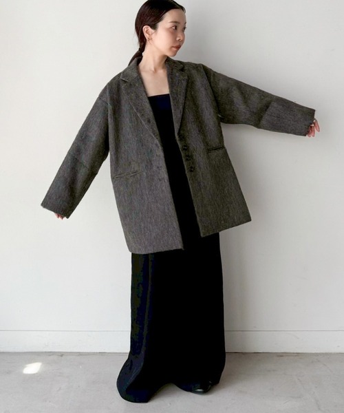 select MOCA by son（セレクトモカバイソン）の「シャギールーズジャケットコート（テーラードジャケット・レディース・ブラウン/ライトブラウン/グレー・FREE）」の15枚目の写真