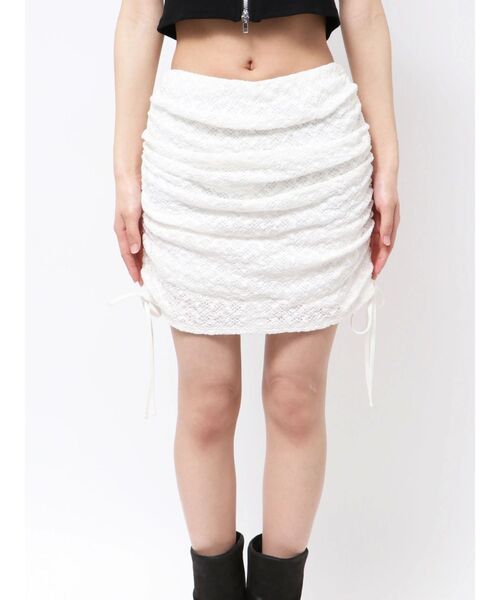 EMODA（エモダ）の「レイヤーフィットリボンスカート（スカート・レディース・ブラック/ホワイト・FREE）」の2枚目の写真