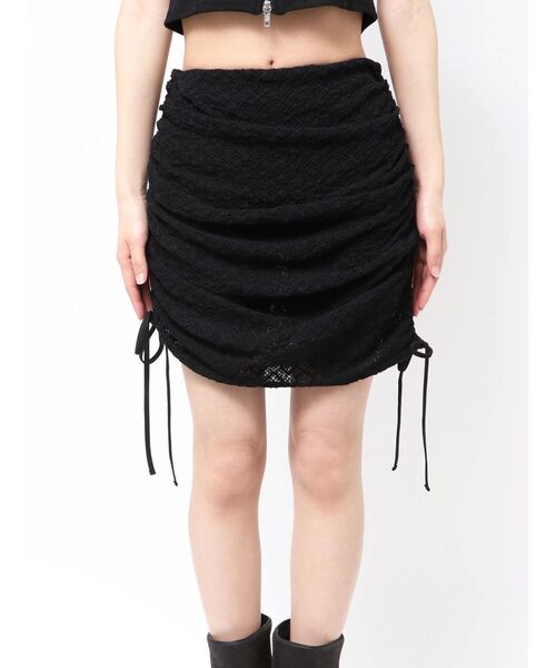 EMODA（エモダ）の「レイヤーフィットリボンスカート（スカート・レディース・ブラック/ホワイト・FREE）」の3枚目の写真