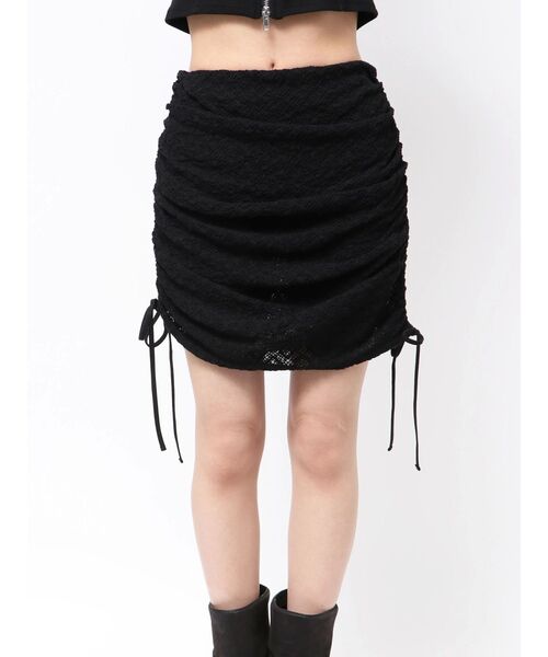 EMODA（エモダ）の「レイヤーフィットリボンスカート（スカート・レディース・ブラック/ホワイト・FREE）」の4枚目の写真