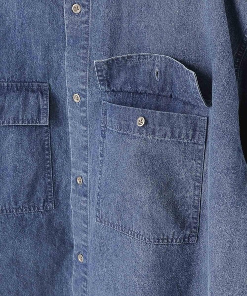 LOWRYS FARM（ローリーズファーム）の「デニムオーバーシャツＳＳ　490877（シャツ/ブラウス・メンズ・ブラック/ブルー・MEDIUM/LARGE）」の7枚目の写真