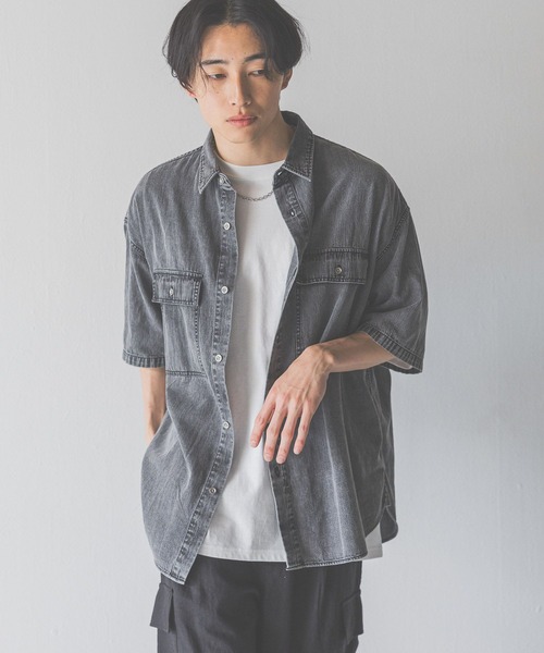 LOWRYS FARM（ローリーズファーム）の「デニムオーバーシャツＳＳ　490877（シャツ/ブラウス・メンズ・ブラック/ブルー・MEDIUM/LARGE）」の18枚目の写真