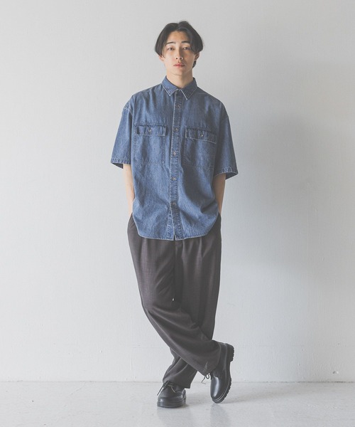 LOWRYS FARM（ローリーズファーム）の「デニムオーバーシャツＳＳ　490877（シャツ/ブラウス・メンズ・ブラック/ブルー・MEDIUM/LARGE）」の19枚目の写真