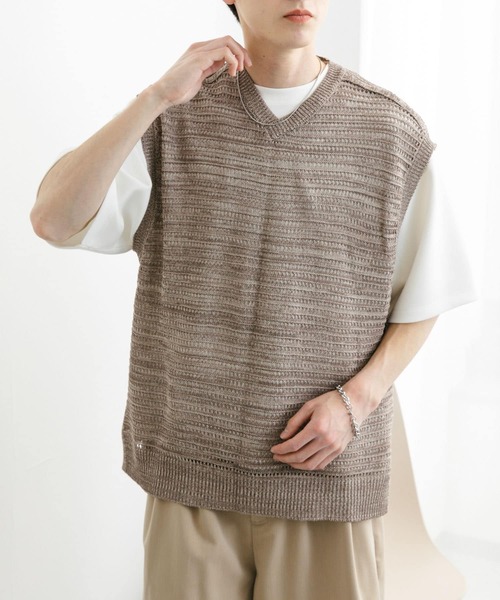 SENSE OF PLACE by URBAN RESEARCH（センスオブプレイスバイアーバンリサーチ）の「ミックスメランジVネックベスト（ベスト・メンズ・ブラウン/ブラック/ブルー・LARGE/MEDIUM）」の8枚目の写真