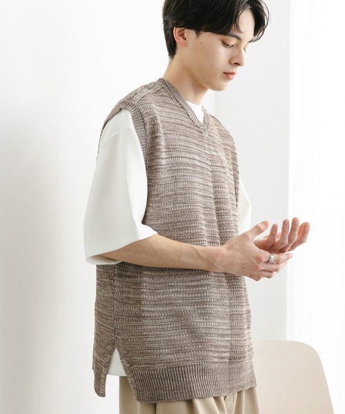 SENSE OF PLACE by URBAN RESEARCH（センスオブプレイスバイアーバンリサーチ）の「ミックスメランジVネックベスト（ベスト・メンズ・ブラウン/ブラック/ブルー・LARGE/MEDIUM）」の10枚目の写真