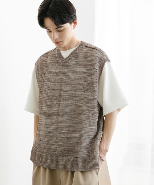 SENSE OF PLACE by URBAN RESEARCH（センスオブプレイスバイアーバンリサーチ）の「ミックスメランジVネックベスト（ベスト・メンズ・ブラウン/ブラック/ブルー・LARGE/MEDIUM）」の11枚目の写真