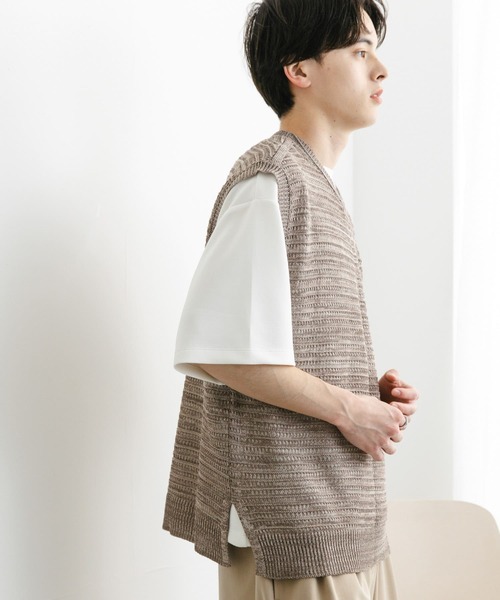 SENSE OF PLACE by URBAN RESEARCH（センスオブプレイスバイアーバンリサーチ）の「ミックスメランジVネックベスト（ベスト・メンズ・ブラウン/ブラック/ブルー・LARGE/MEDIUM）」の13枚目の写真