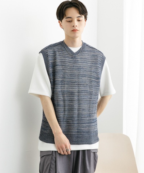 SENSE OF PLACE by URBAN RESEARCH（センスオブプレイスバイアーバンリサーチ）の「ミックスメランジVネックベスト（ベスト・メンズ・ブラウン/ブラック/ブルー・LARGE/MEDIUM）」の17枚目の写真