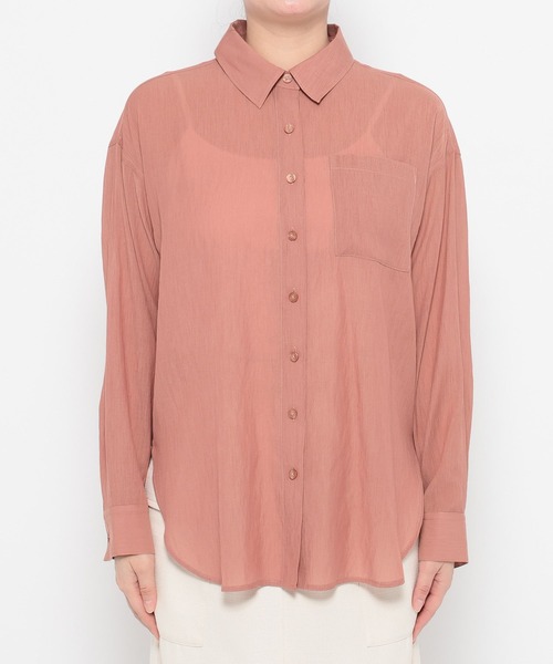 Andemiu（アンデミュウ）の「リネンライクシアーシャツ495423（シャツ/ブラウス・レディース・オフホワイト/ブラック/テラコッタ・FREE）」の19枚目の写真