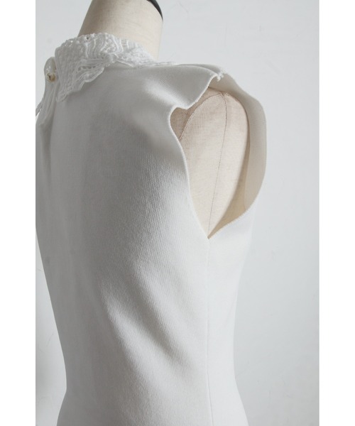 tocco closet（トッコ　クローゼット）の「【ZOZO限定】リボンレース襟ノースリーブニットトップス（ニット/セーター・レディース・ブラック/オフホワイト/ラベンダー・M）」の7枚目の写真