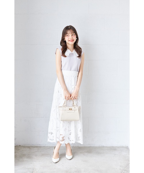 ニット セーター 「ZOZO限定」リボンレース襟ノースリーブニットトップス レディース tocco closet ニット セーター 「ZOZO限定」リボンレース襟