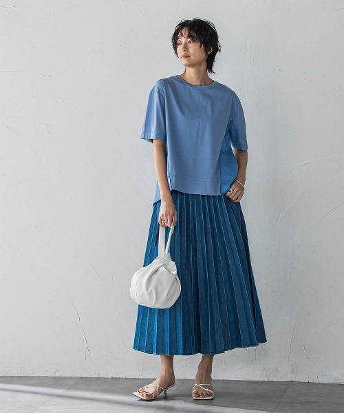 MAYSON GREY（メイソングレイ）の「デニムMIXライトプリーツスカート（スカート・レディース・ブルー/ネイビー・M）」の11枚目の写真