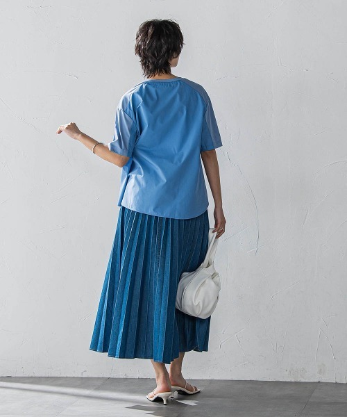 MAYSON GREY（メイソングレイ）の「デニムMIXライトプリーツスカート（スカート・レディース・ブルー/ネイビー・M）」の9枚目の写真