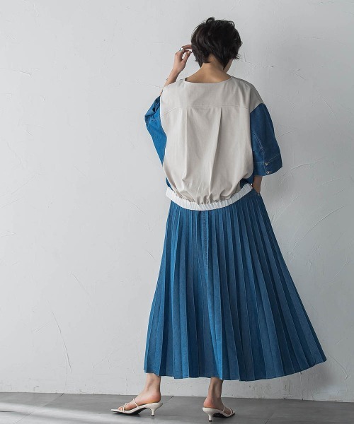 MAYSON GREY（メイソングレイ）の「デニムMIXライトプリーツスカート（スカート・レディース・ブルー/ネイビー・M）」の7枚目の写真