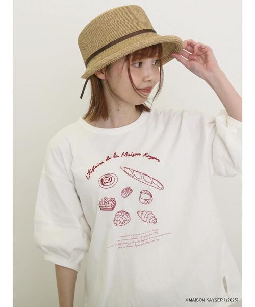 SM2【MAISON KAYSER】刺繍立体袖Tシャツ新品チャコールグレー今季完 セール】 【MAISON KAYSER】刺繍立体袖Tシャツ（オフホワイト