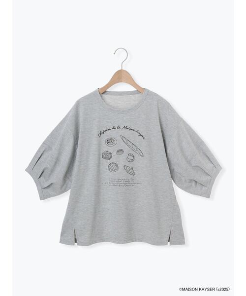 SM2【MAISON KAYSER】刺繍立体袖Tシャツ新品チャコールグレー今季完 セール】 【MAISON KAYSER】刺繍立体袖Tシャツ（オフホワイト