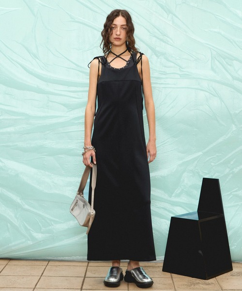 2way Cut Fringe Jacquard Maxidresses