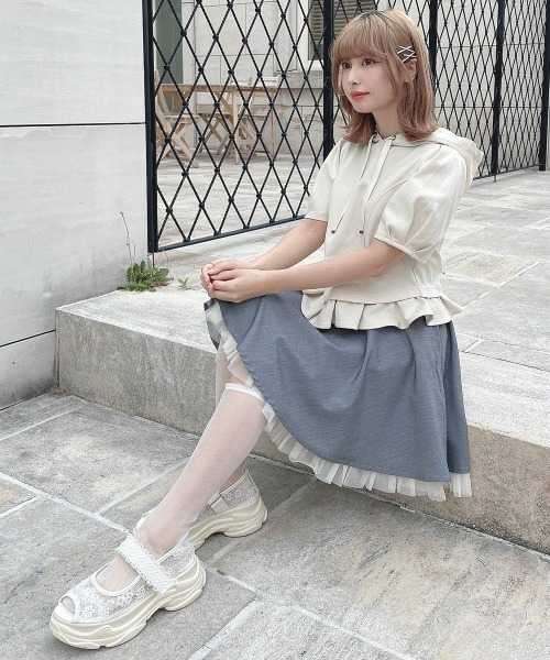 F i.n.t(フィント)の「コルセット切替パーカー 夏服【1枚で快適】マシンウォッシャブル/ fint フィント(パーカー・レディース・ライトグレー/アイボリー・FREE)」の3枚目の写真