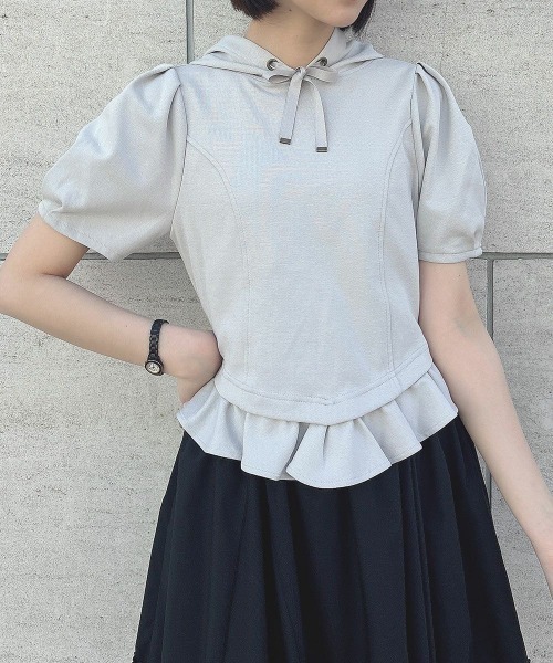 F i.n.t(フィント)の「コルセット切替パーカー 夏服【1枚で快適】マシンウォッシャブル/ fint フィント(パーカー・レディース・ライトグレー/アイボリー・FREE)」の7枚目の写真