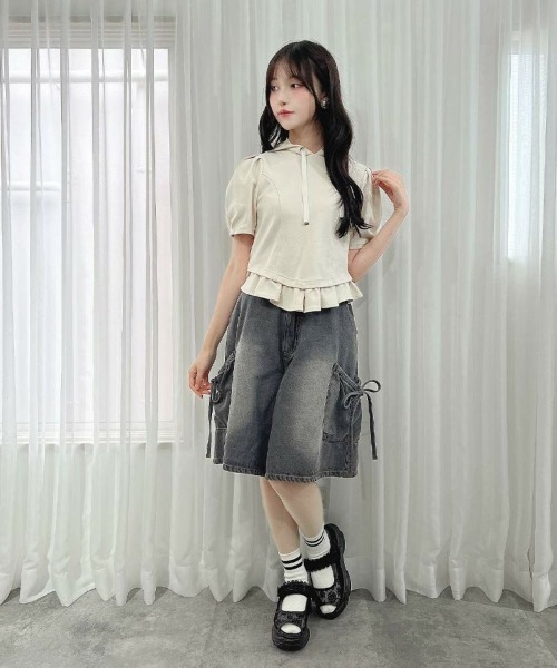 F i.n.t(フィント)の「コルセット切替パーカー 夏服【1枚で快適】マシンウォッシャブル/ fint フィント(パーカー・レディース・ライトグレー/アイボリー・FREE)」の22枚目の写真