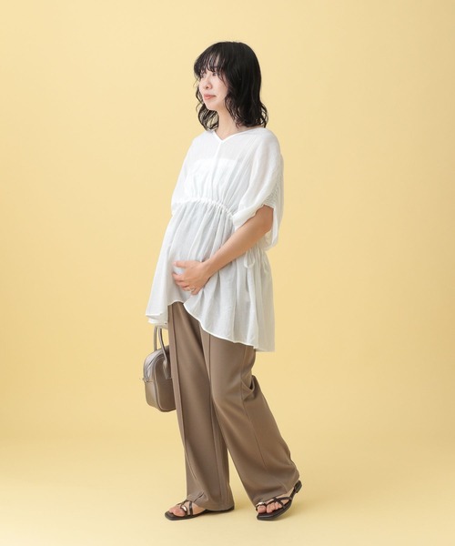 LEPSIM(レプシィム)の「【産前・産後対応】マタニティ/ピンタックフレアパンツ25SS 492413(マタニティウェア/グッズ・レディース・ブラウン/ブラック・FREE)」の15枚目の写真