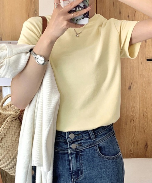 ReRe(リリ)の「シンプルカットソー(Tシャツ/カットソー・レディース・ライトイエロー/ブルー/ブラック/ホワイト/ミント/オレンジ・MEDIUM)」の5枚目の写真
