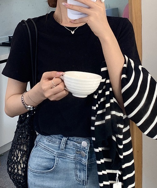 ReRe(リリ)の「シンプルカットソー(Tシャツ/カットソー・レディース・ライトイエロー/ブルー/ブラック/ホワイト/ミント/オレンジ・MEDIUM)」の12枚目の写真