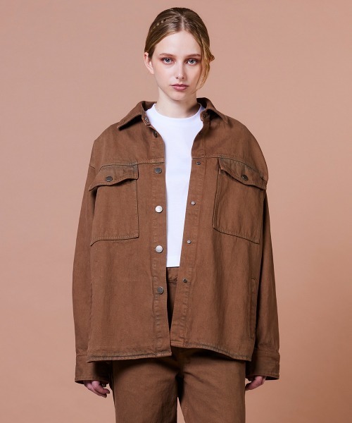 DOUBLE STANDARD CLOTHING(ダブルスタンダードクロージング)の「13.5oz クランチデニムジャケット(デニムジャケット・レディース・キャメル・36/38)」の3枚目の写真