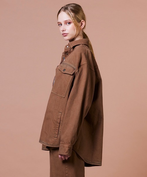 DOUBLE STANDARD CLOTHING(ダブルスタンダードクロージング)の「13.5oz クランチデニムジャケット(デニムジャケット・レディース・キャメル・36/38)」の4枚目の写真