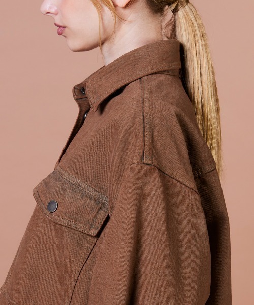 DOUBLE STANDARD CLOTHING(ダブルスタンダードクロージング)の「13.5oz クランチデニムジャケット(デニムジャケット・レディース・キャメル・36/38)」の9枚目の写真