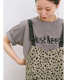 Samansa Mos2 blue | 【接触冷感】ロゴプリントTシャツ(Tシャツ/カットソー)