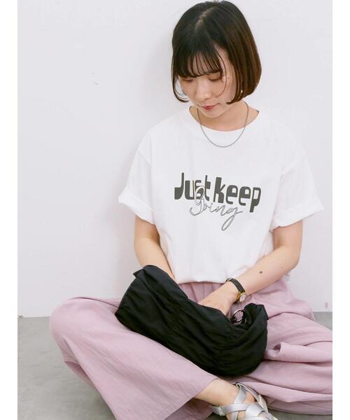 Samansa Mos2 blue(サマンサモスモスブルー)の「【接触冷感】ロゴプリントTシャツ(Tシャツ/カットソー・レディース・オフホワイト/ブルー/グレー/グリーン/ピンク・F)」の20枚目の写真