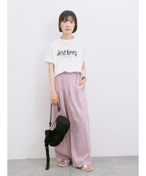 Samansa Mos2 blue(サマンサモスモスブルー)の「【接触冷感】ロゴプリントTシャツ(Tシャツ/カットソー・レディース・オフホワイト/ブルー/グレー/グリーン/ピンク・F)」の22枚目の写真