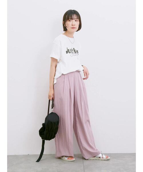 Samansa Mos2 blue(サマンサモスモスブルー)の「【接触冷感】ロゴプリントTシャツ(Tシャツ/カットソー・レディース・オフホワイト/ブルー/グレー/グリーン/ピンク・F)」の17枚目の写真