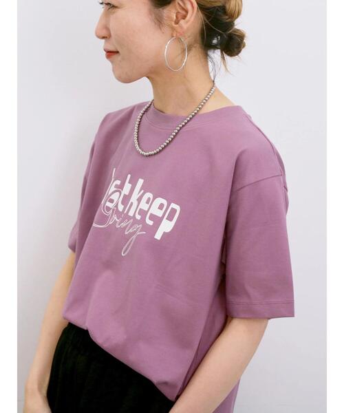 Samansa Mos2 blue(サマンサモスモスブルー)の「【接触冷感】ロゴプリントTシャツ(Tシャツ/カットソー・レディース・オフホワイト/ブルー/グレー/グリーン/ピンク・F)」の8枚目の写真