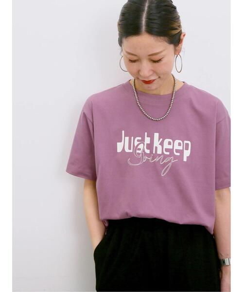 Samansa Mos2 blue(サマンサモスモスブルー)の「【接触冷感】ロゴプリントTシャツ(Tシャツ/カットソー・レディース・オフホワイト/ブルー/グレー/グリーン/ピンク・F)」の6枚目の写真