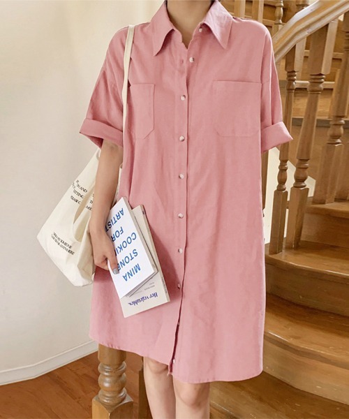 ONEP STAR（ワンピスター）の「選べる2TYPEシャツワンピース（シャツワンピース・レディース・ベージュ/ダークグレー/マスタード/グリーン系その他/ブルー系その他/グリーン/ブラウン/ピンク/ベージュ系その他/ブルー/グレー系その他/イエロー系その他/ブラウン系その他/ピンク系その他・FREE）」の14枚目の写真