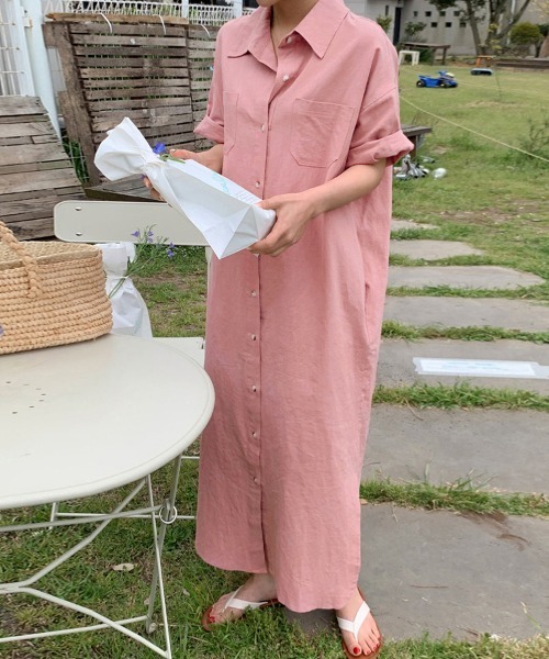 ONEP STAR（ワンピスター）の「選べる2TYPEシャツワンピース（シャツワンピース・レディース・ベージュ/ダークグレー/マスタード/グリーン系その他/ブルー系その他/グリーン/ブラウン/ピンク/ベージュ系その他/ブルー/グレー系その他/イエロー系その他/ブラウン系その他/ピンク系その他・FREE）」の13枚目の写真