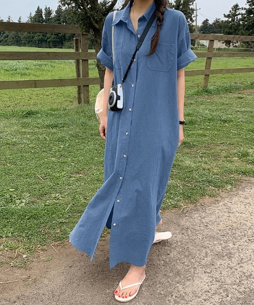 ONEP STAR（ワンピスター）の「選べる2TYPEシャツワンピース（シャツワンピース・レディース・ベージュ/ダークグレー/マスタード/グリーン系その他/ブルー系その他/グリーン/ブラウン/ピンク/ベージュ系その他/ブルー/グレー系その他/イエロー系その他/ブラウン系その他/ピンク系その他・FREE）」の9枚目の写真