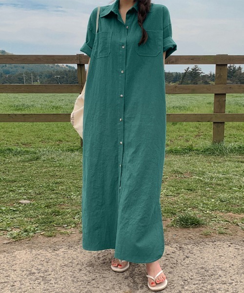 ONEP STAR（ワンピスター）の「選べる2TYPEシャツワンピース（シャツワンピース・レディース・ベージュ/ダークグレー/マスタード/グリーン系その他/ブルー系その他/グリーン/ブラウン/ピンク/ベージュ系その他/ブルー/グレー系その他/イエロー系その他/ブラウン系その他/ピンク系その他・FREE）」の7枚目の写真